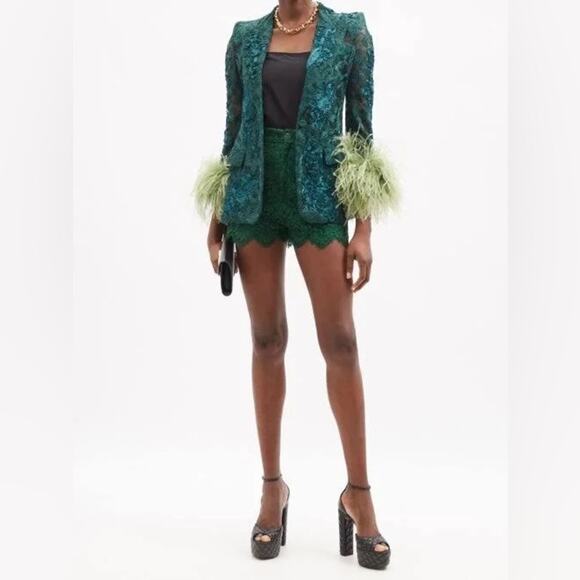 GUCCI Scalloped Green Lace Shorts Size 38 - Picture 6 of 12